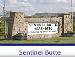 Sentinel Butte welcome sign